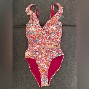 NEW Ralph Lauren Women’s Beach Club Ruffle Surplice Underwire One Piece Swimsuit